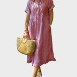 Pruhované Košilové Šaty S Knoflíky A Funkčními Kapsami