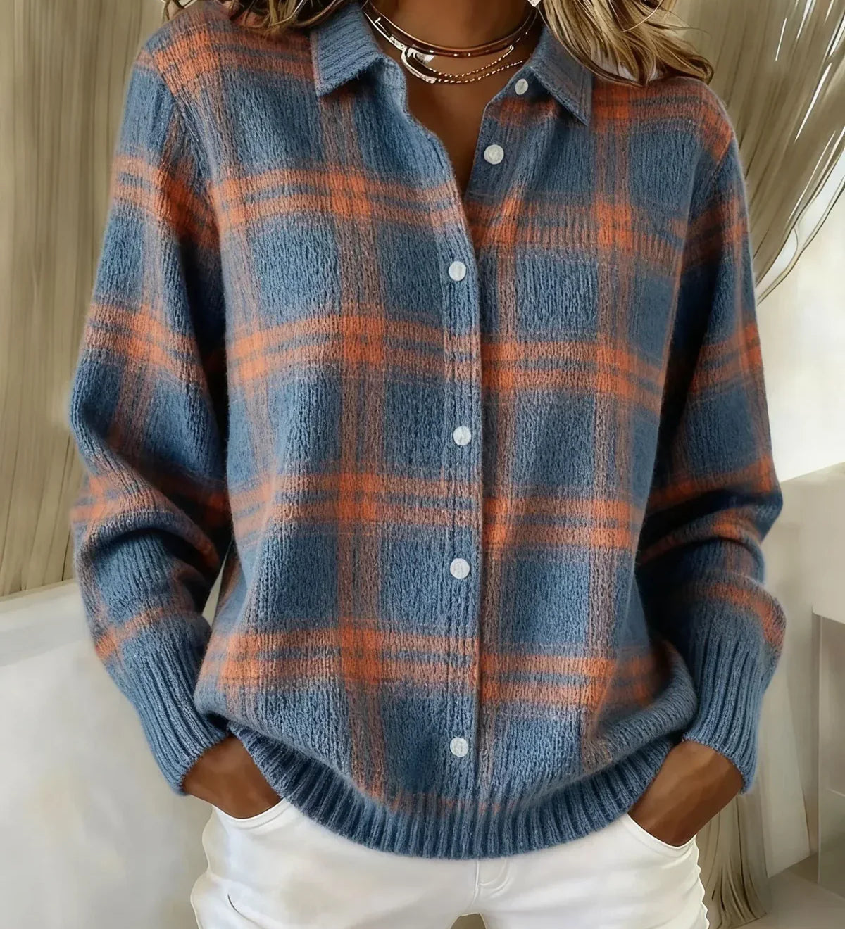 Anna™ | Měkký pletený svetr s kostkovaným vzorem