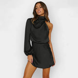 Asymetrické Šaty Ze Saténu Elegantní Večerní Luxusní Styl