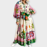 Maxi Šaty S Páskem A Nafouknutými Rukávy Každou Příležitost