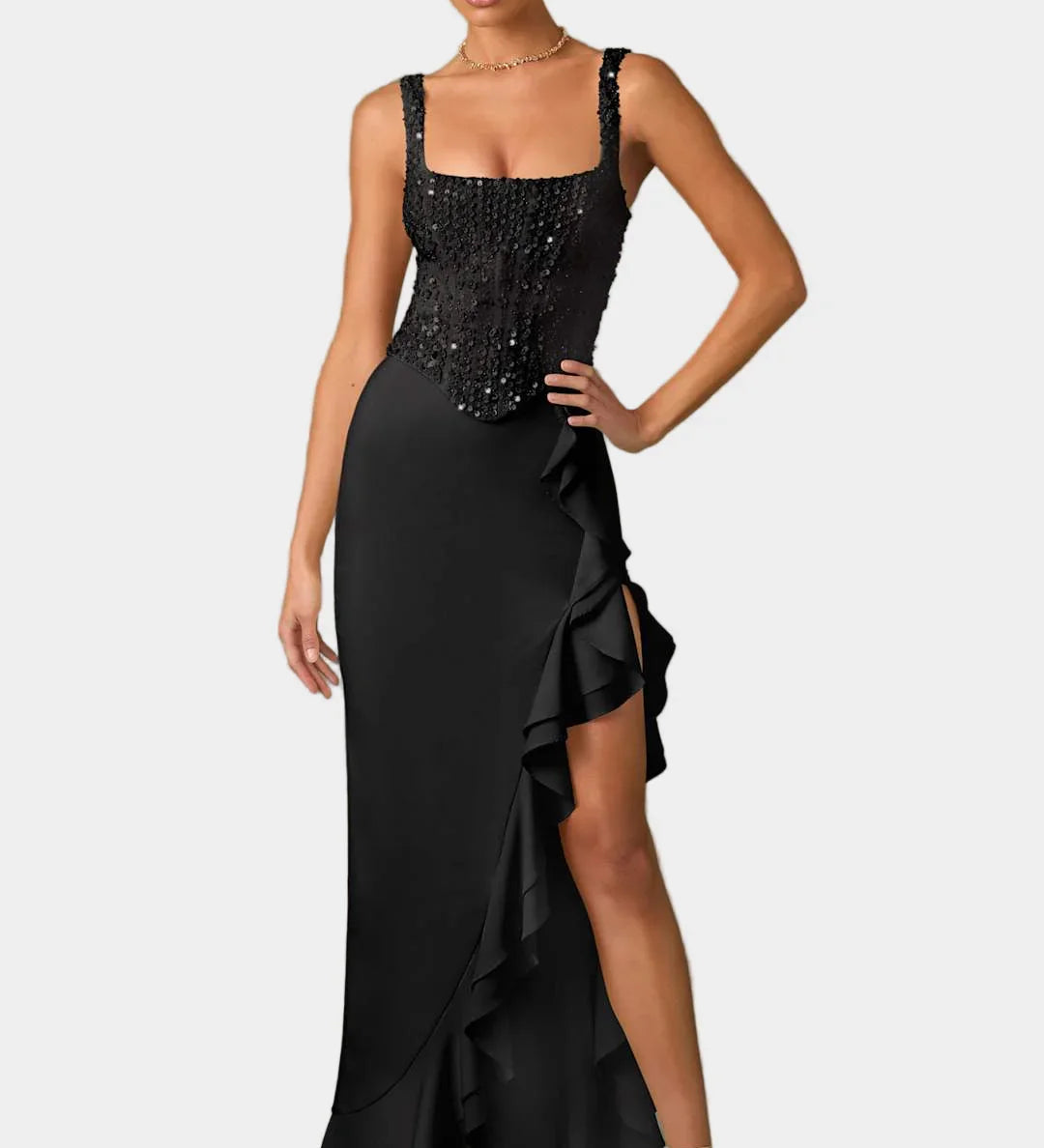 Saténové Korzetové Šaty S Volány Žluté Letní Elegantní