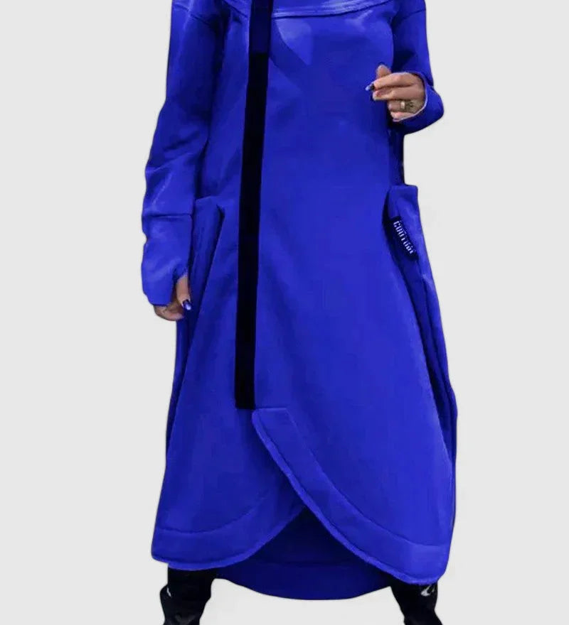 MARIE-Dlouhý kabát s kapucí a zipem