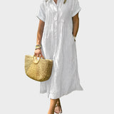 Pruhované Košilové Šaty S Knoflíky A Funkčními Kapsami