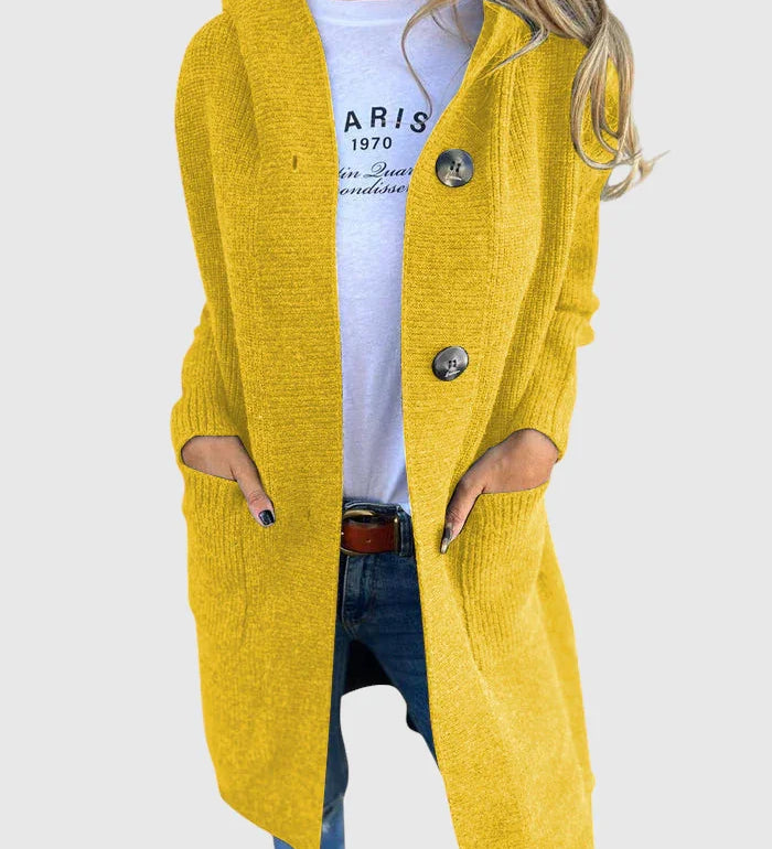 Giselle – Dlouhý pletený kabát s kapucí