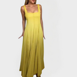 Dlouhé Šaty S Ramínky A Čtvercovým Výstřihem Žluté