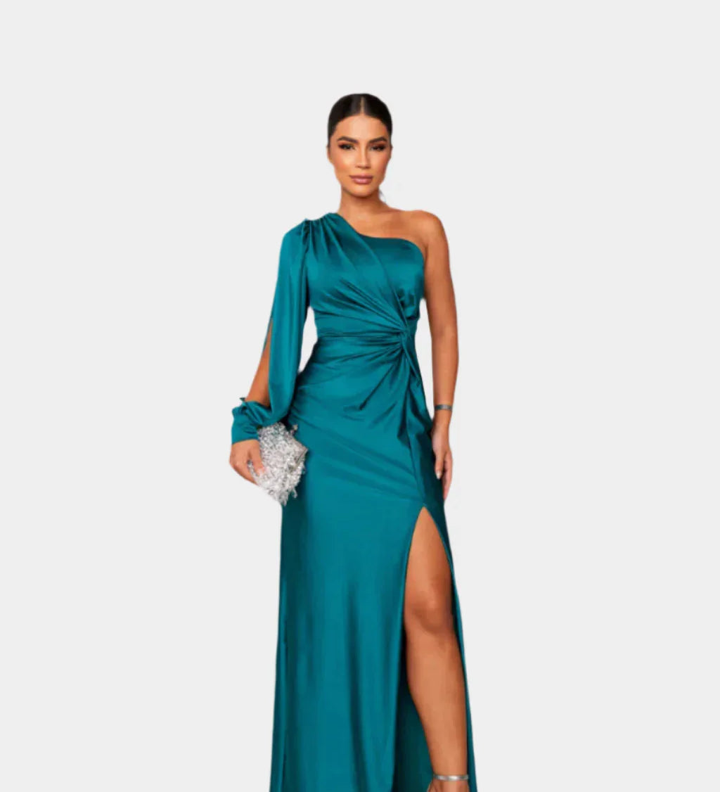 Dlouhé Elegantní Šaty S Jednoramenným Asymetrickým Výstřihem