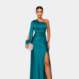 Dlouhé Elegantní Šaty S Jednoramenným Asymetrickým Výstřihem