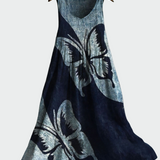 Letní Midi Šaty S Motýlím Vzorem Lehký Materiál Elegantní