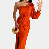 Dlouhé Elegantní Šaty S Jednoramenným Asymetrickým Výstřihem