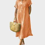 Pruhované Košilové Šaty S Knoflíky A Funkčními Kapsami