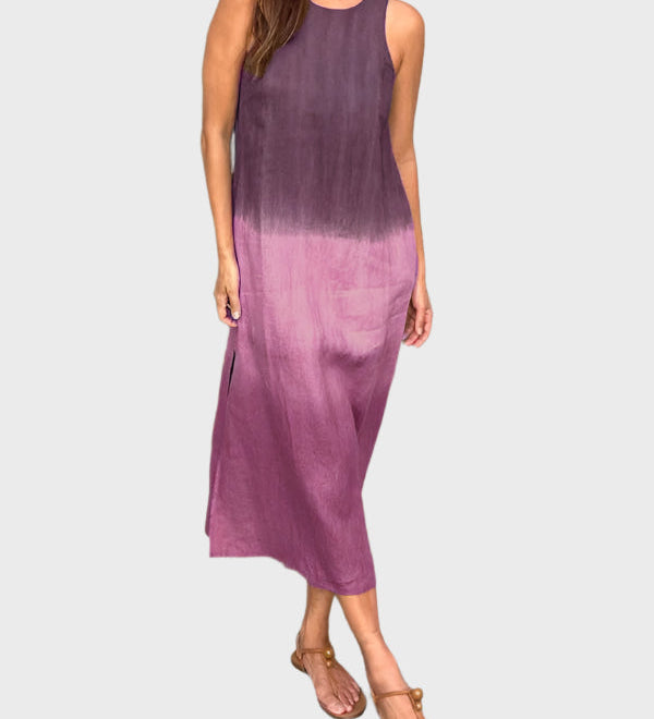 Letní Šaty Dégradé Bez Rukávů Midi Délky Elegantní Vzhled