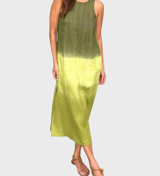 Letní Šaty Dégradé Bez Rukávů Midi Délky Elegantní Vzhled