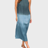 Letní Šaty Dégradé Bez Rukávů Midi Délky Elegantní Vzhled