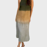 Letní Šaty Dégradé Bez Rukávů Midi Délky Elegantní Vzhled