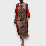 Maxi šaty s kardigánem Kaftánový Střih s Květinovým Vzorem