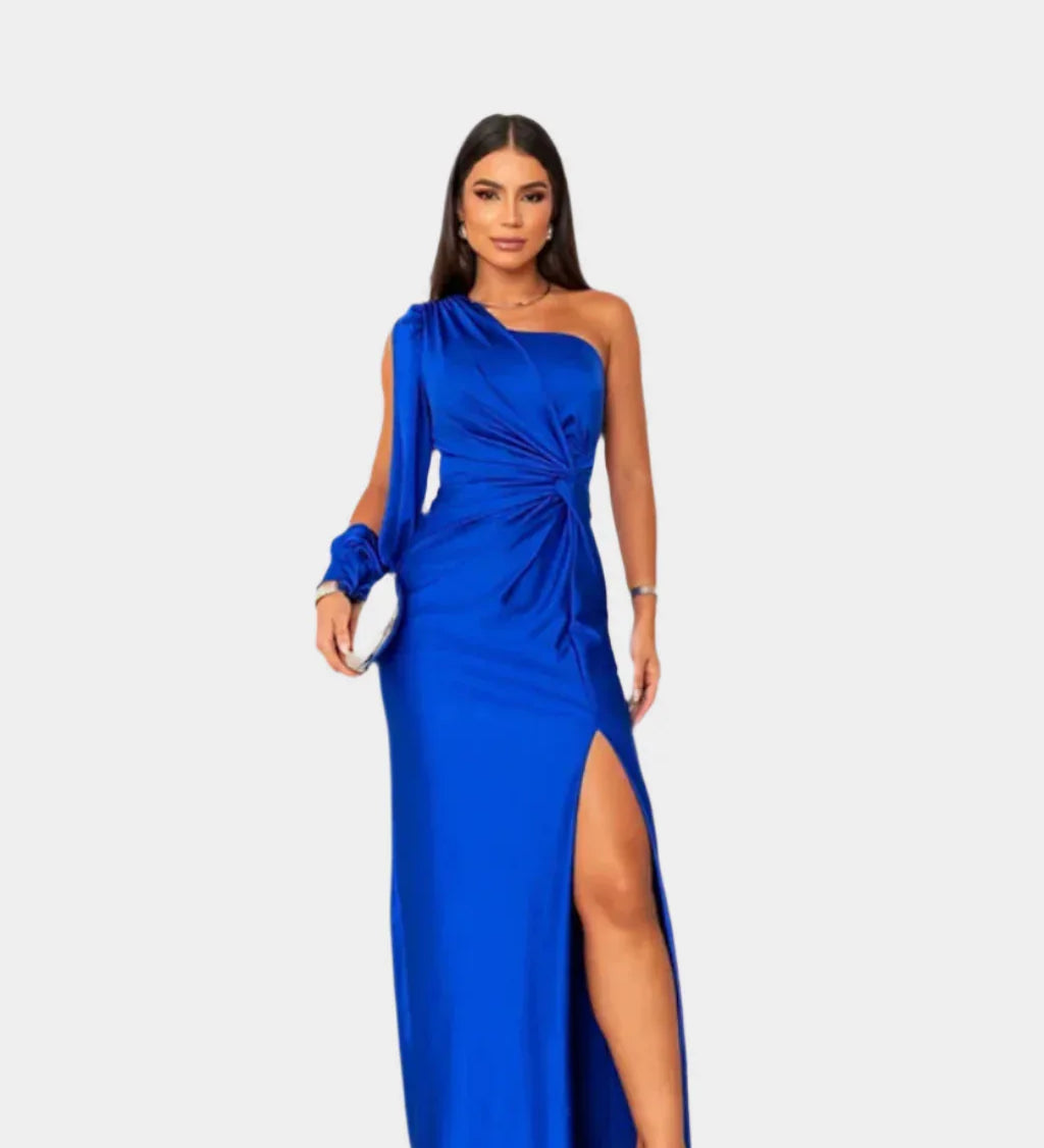 Dlouhé Elegantní Šaty S Jednoramenným Asymetrickým Výstřihem