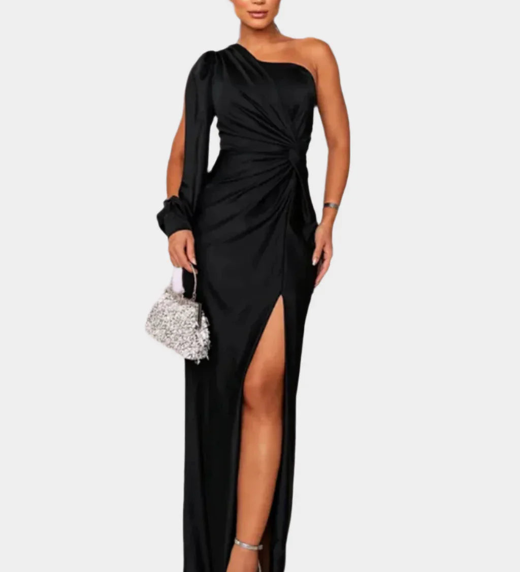 Dlouhé Elegantní Šaty S Jednoramenným Asymetrickým Výstřihem