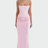 Leilani Elegantní Večerní Šaty Bezramenný Dekolt Maxi