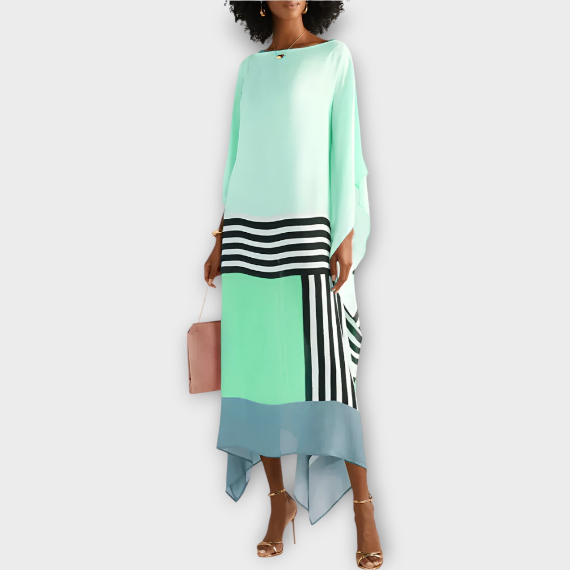 Kaftán S Lineárním Vzorem Letní Lehký Pohodlí Prodyšnost