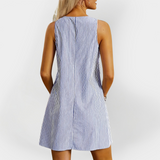 Letní Šaty Bez Rukávů Pruhované S Pohodlným Střihem