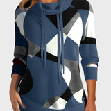 Pletená Mikina s Uměleckým Vzorem a Kapucí pro Každý Den