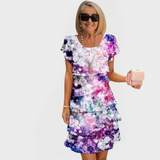 Letní Šaty S Květinovým Vzorem Bílé Pozadí Růžové Květiny