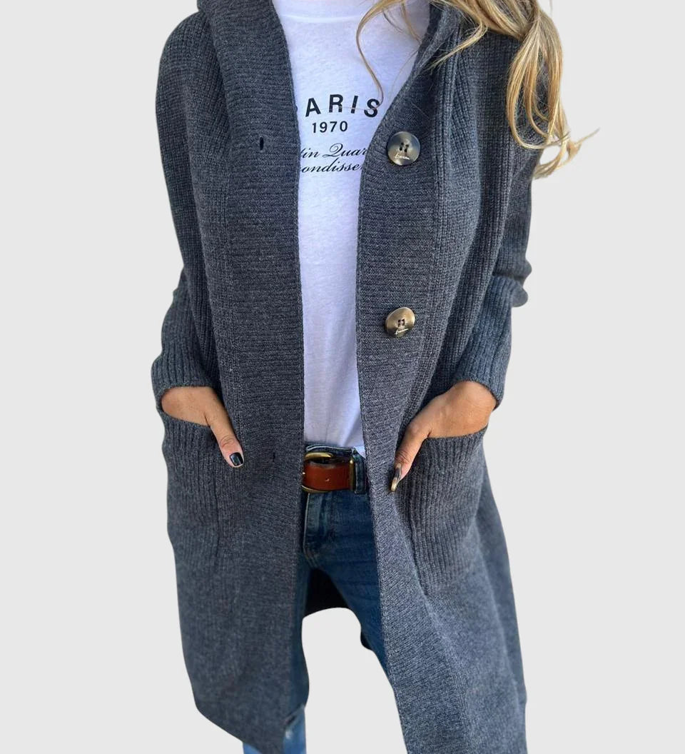 Giselle – Dlouhý pletený kabát s kapucí