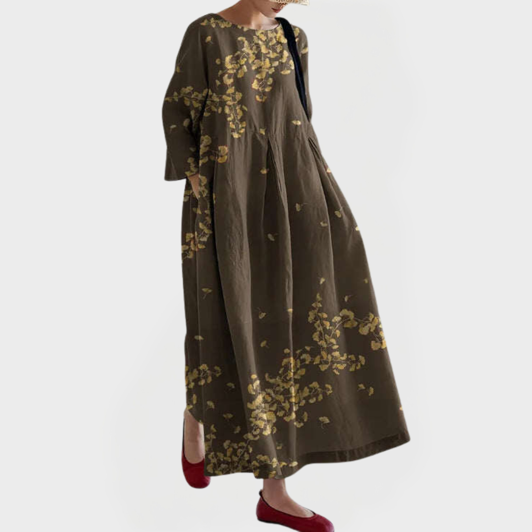 Elegantní Maxi Šaty Z Lněného Materiálu Květinovou Krajkou