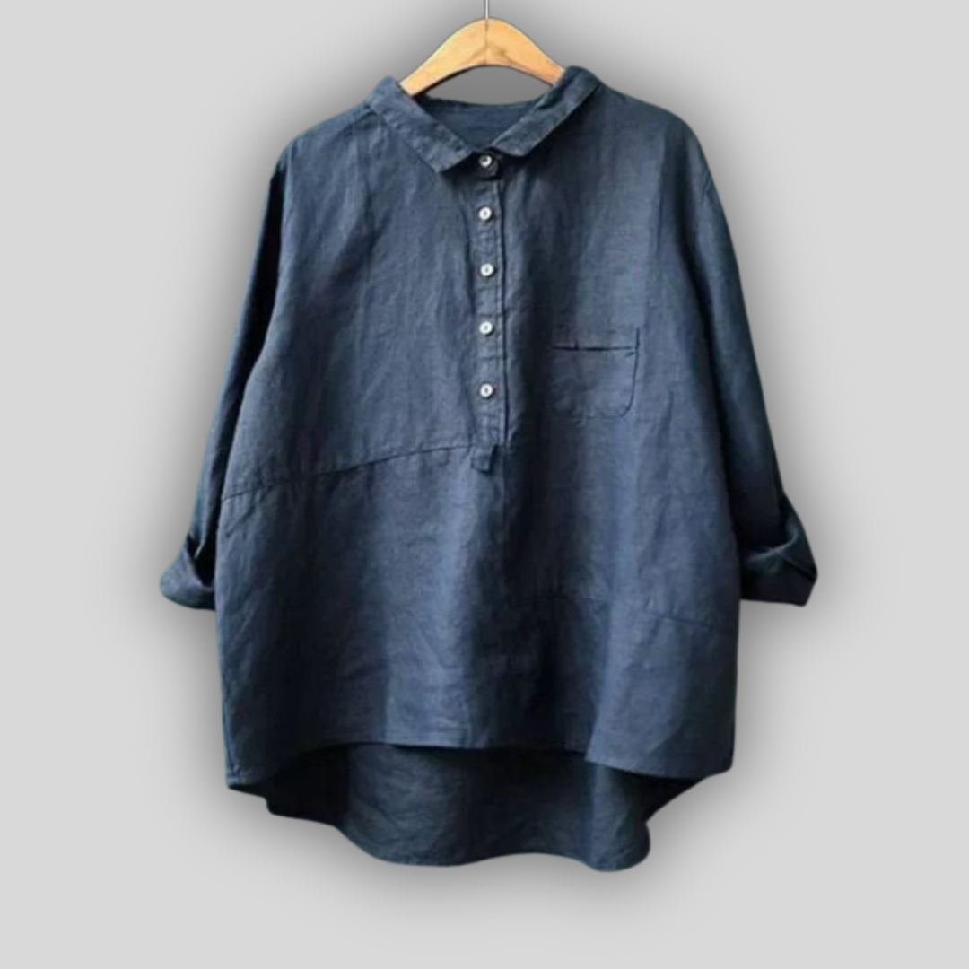 Lněná Blůza Zelená Jednoduchost