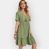 Midi Šaty SV Výstřihem Elegantní Lehký Letní Materiál