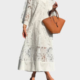 Krajkové Šaty s Vyšívaným Vzorem Lehkým Střihem s Eleganci