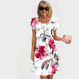 Letní Šaty S Květinovým Vzorem Bílé Pozadí Růžové Květiny
