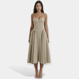 Retro Midi Šaty Se Tenkými Ramínky Letní Swingovou Siluetou