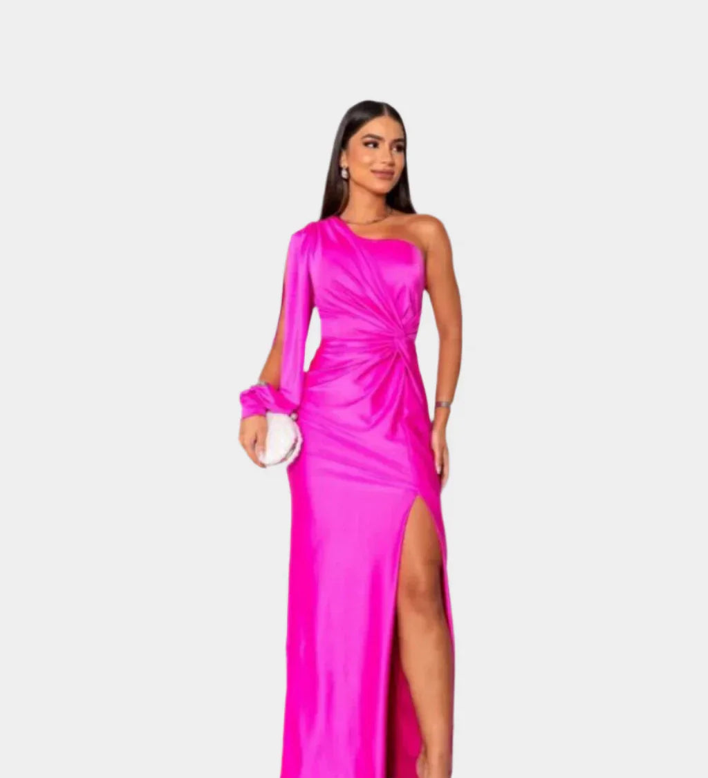 Dlouhé Elegantní Šaty S Jednoramenným Asymetrickým Výstřihem