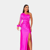 Dlouhé Elegantní Šaty S Jednoramenným Asymetrickým Výstřihem