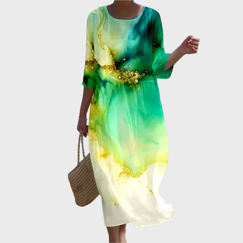 Letní Šaty S Lehkým Krytím Vzor Mořských Vlnách Pro Pláž