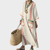 Kaftán s Pruhy a Oversized Kapsami Elegantní Letní Styl