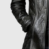 Adelina - Kožený kabát z italské kůže s knoflíky