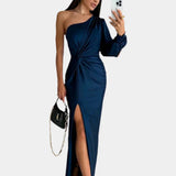 Dlouhé Elegantní Šaty S Jednoramenným Asymetrickým Výstřihem