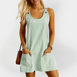 Letní Šaty Bez Rukávů Pruhované S Pohodlným Střihem