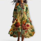 Vintage Boho Šaty S Květinovým Výstřihem A Lehkým Střihem