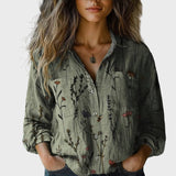 Olivově Zelený Svetr S Květinovým Vzorem A Knoflíky Vpředu