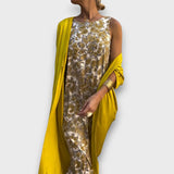 Maxi šaty s kardigánem Kaftánový Střih s Květinovým Vzorem