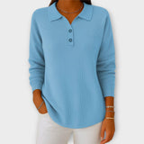 Pletený Svetr S Elegantním Límcem A Knoflíky Denní Nošení