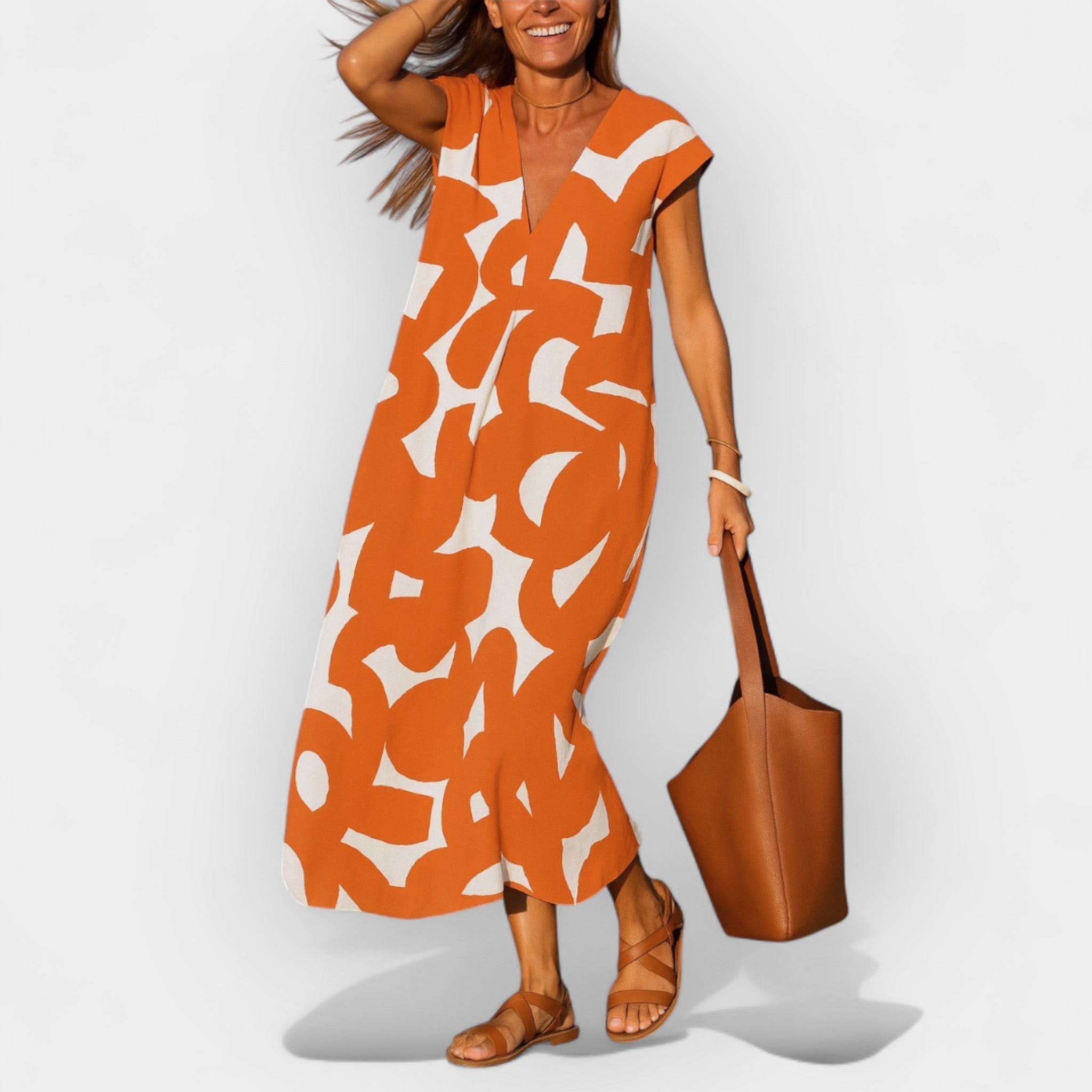 Vzdušné Šaty SV Výstřihem Moderním Vzorem Pro Příležitost