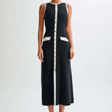 Gabriella Elegantní Pletené Šaty Bez Rukávů S Knoflíky