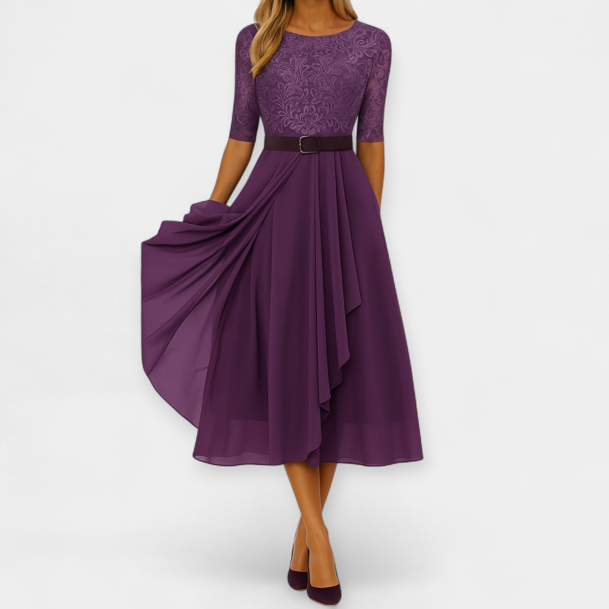 Elegantní Midi Šaty Diskrétní Sofistikovaný Vzhled Pohodlí