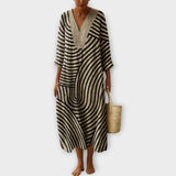 Maxi Boho Šaty Ária Geometrický Vzor Průhy Letní Na Pláž