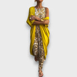 Maxi šaty s kardigánem Kaftánový Střih s Květinovým Vzorem