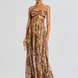 Maxi Šaty Zlatá Aura Okouzlující Večerní Příležitosti